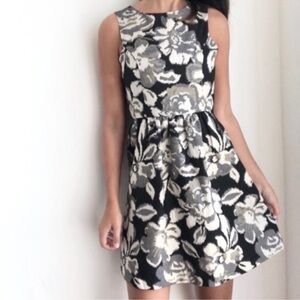 Anthropologie Tabitha Floral A-Line Dress Black and Gray Size 0